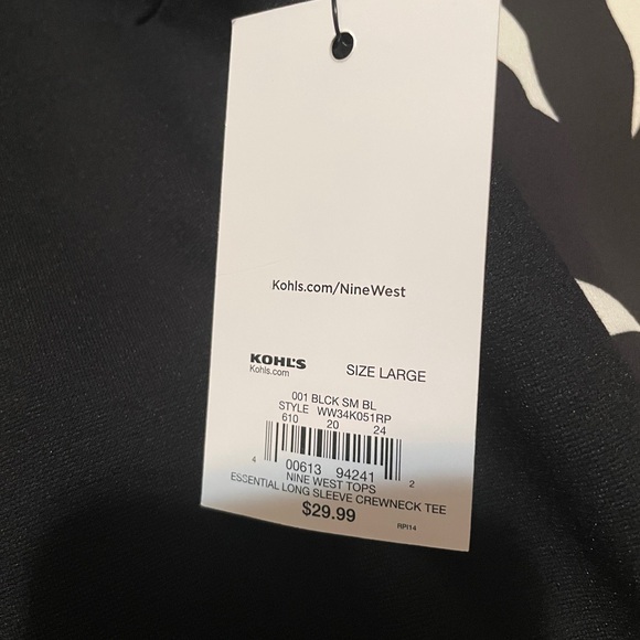 Nine West Black Blouse with Patterned Sleeves - Picture 4 of 4